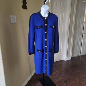 St. John Button Knit Sweater Midi Dress Size 4